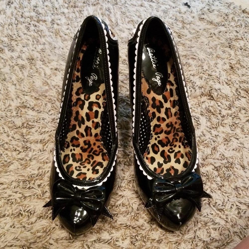 Bettie Page black and leopard print heels